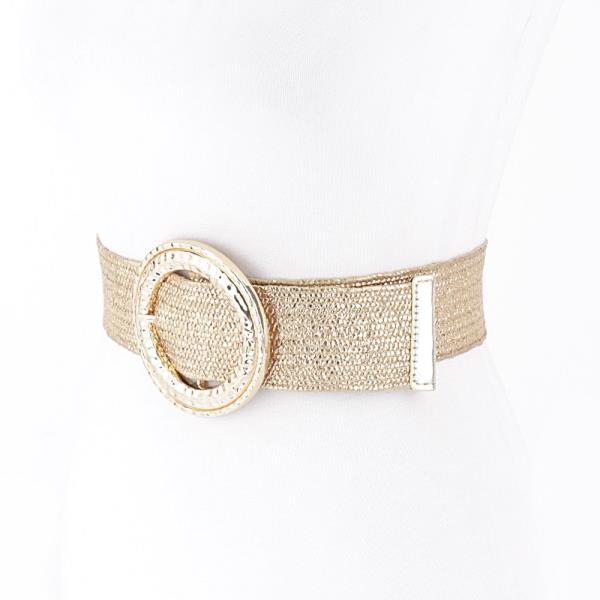 HAMMERED METAL BUCKLE METALLIC STRETCH BELT