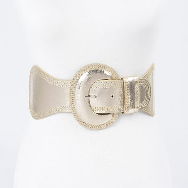 METALLIC FAUX LEATHER METALLIC ELASTIC PLUS SIZE BELT