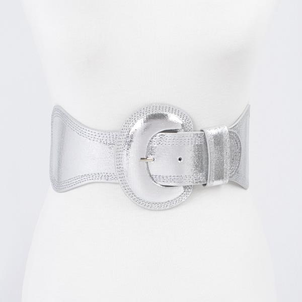 METALLIC FAUX LEATHER METALLIC ELASTIC PLUS SIZE BELT