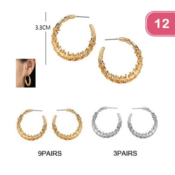 TEXTURED HOOP EARRING (12 UNITS)