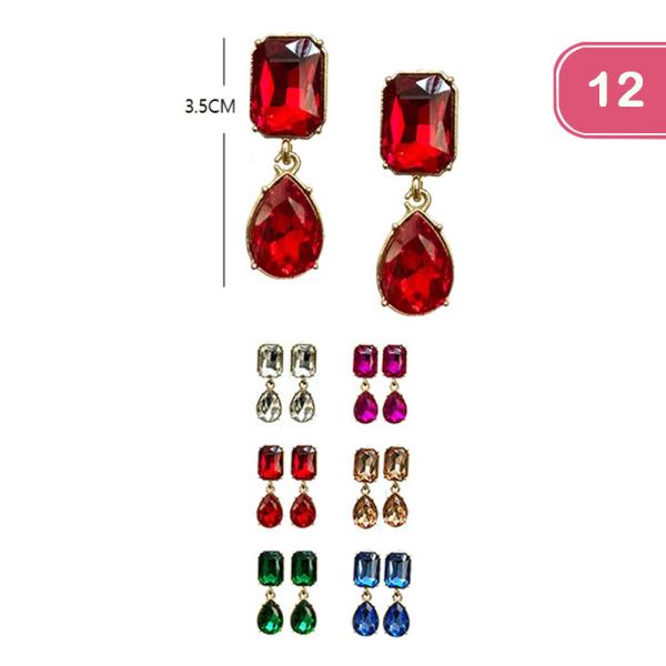 RHINESTONE DANGLE EARRING (12 UNITS)