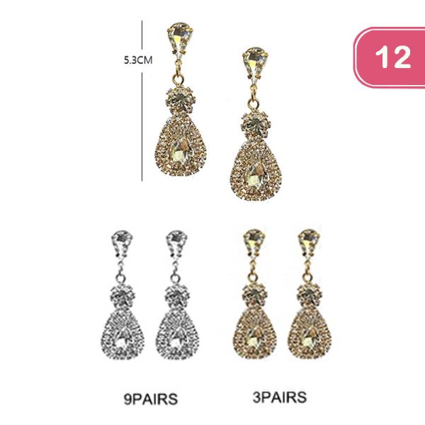 RHINESTONE DANGLE EARRING (12 UNITS)