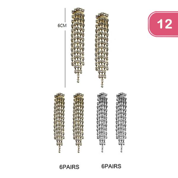 RHINESTONE TASSEL EARRING (12 UNITS)