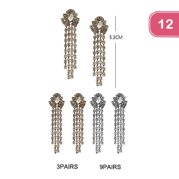 RHINESTONE DANGLE EARRING (12 UNITS)