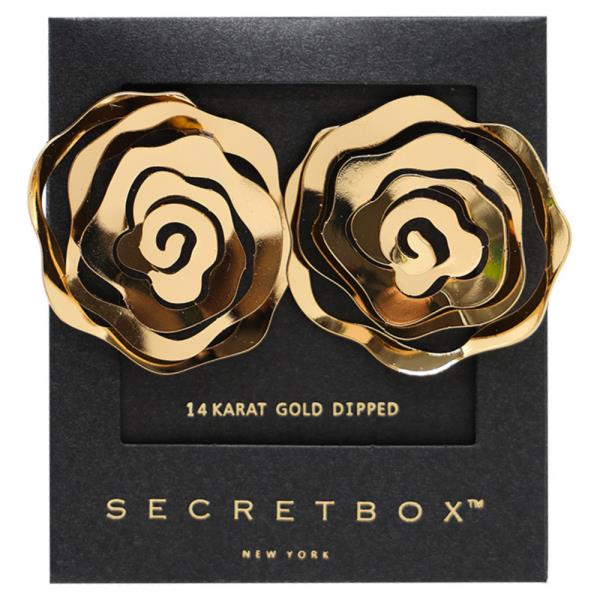 SECRET BOX FLOWER GOLD DIPPED EARRING