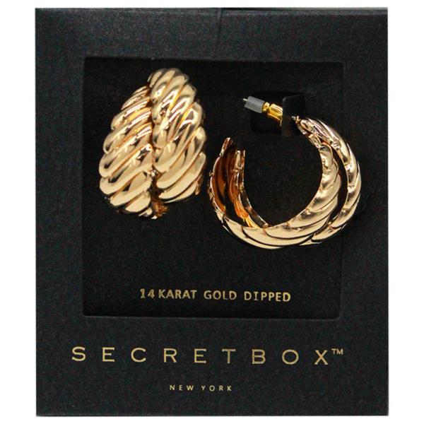 SECRET BOX DOUBLE HOOP GOLD DIPPED EARRING