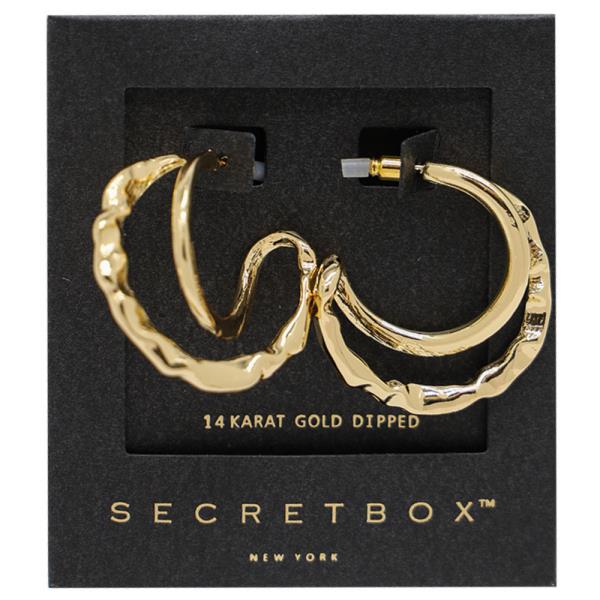 SECRET BOX DOUBLE WAVY OPEN HOOP EARRING