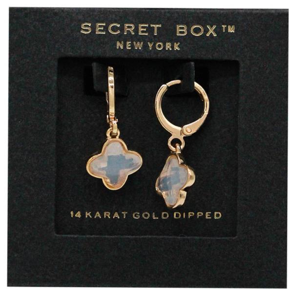 SECRET BOX CLOVER GLASS BEAD GOLD DIPPED EARRING