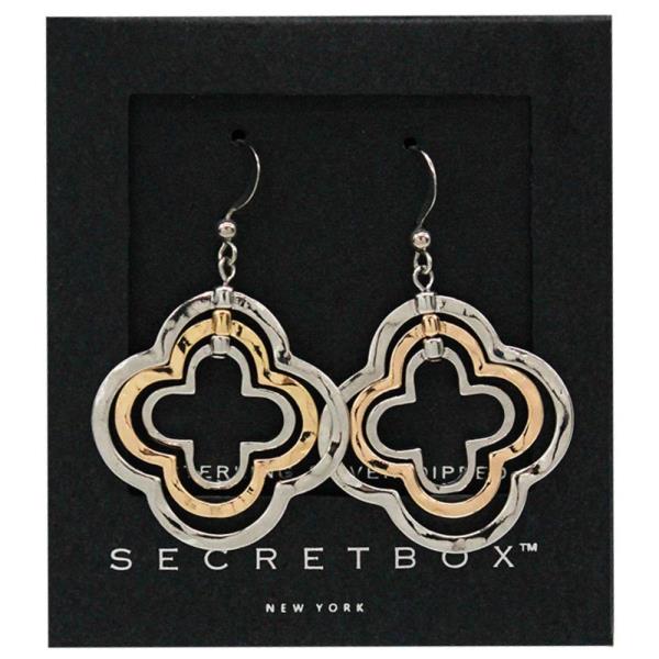 SECRET BOX 14K GOLD DIPPED CLOVER DANGLE EARRING