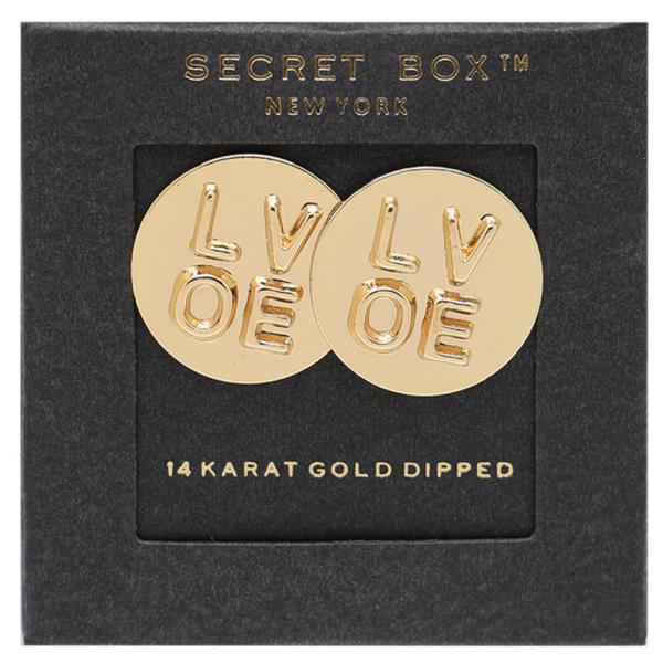 SECRET BOX LOVE DISC GOLD DIPPED EARRING