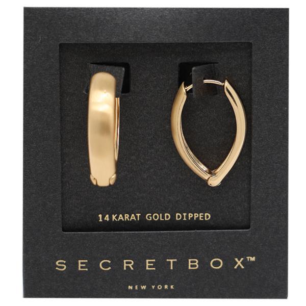 SECRET BOX BRUSHED METAL HOOP GOLD DIPPED EARRING