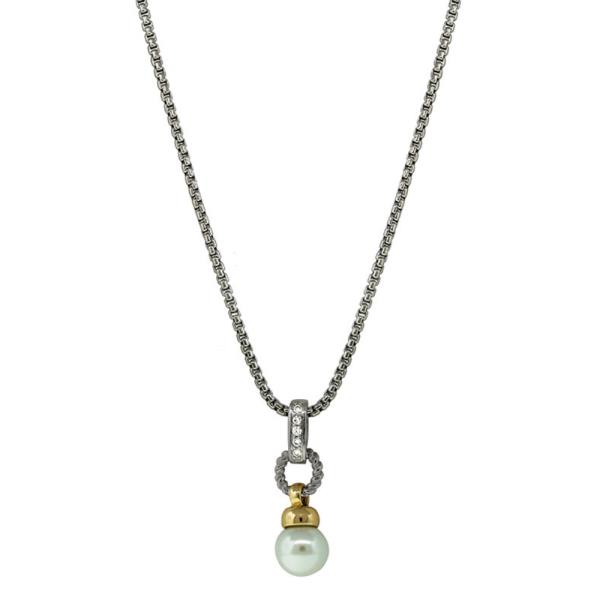 PEARL BEAD METAL NECKLACE