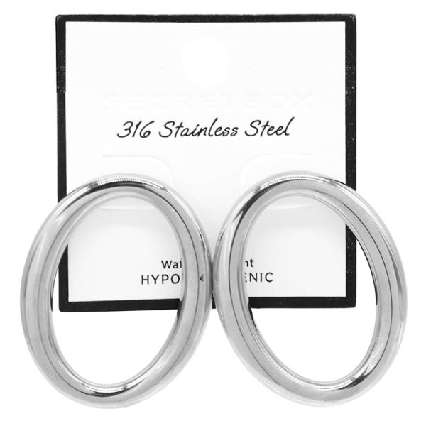 SECRET BOX OVAL STAINLESS STEEL EARRING