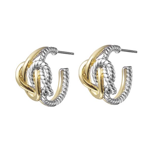 TWO TONE TWISTED OPEN HOOP EARRING