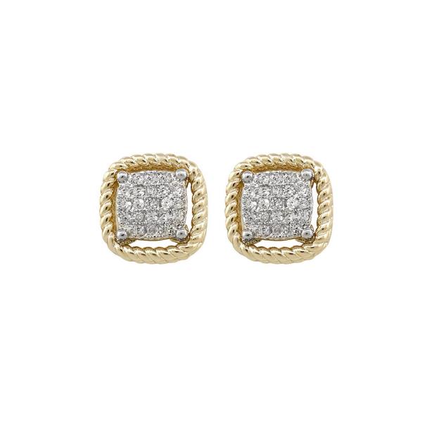 SQUARE CRYSTAL TWO TONE EARRING