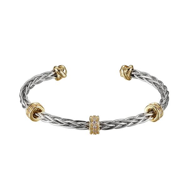 TWO TONE BRAIDED LINK CUFF BRACELET