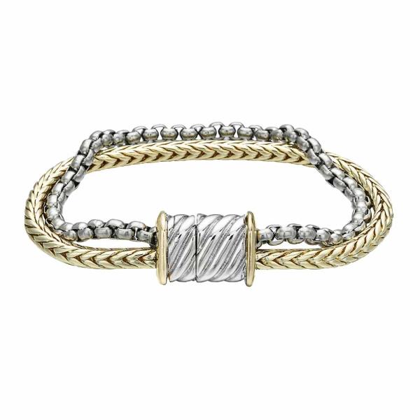 TWO TONE WHEAT LINK METAL BRACELET