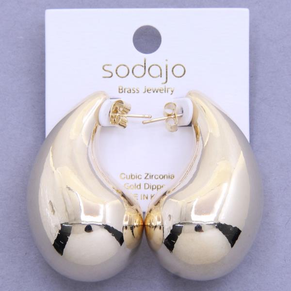 SODAJO DOME TEARDROP GOLD DIPPED EARRING