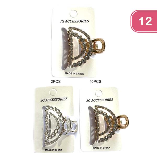 RHINESTONE METAL HAIR CLIP (12 UNITS)