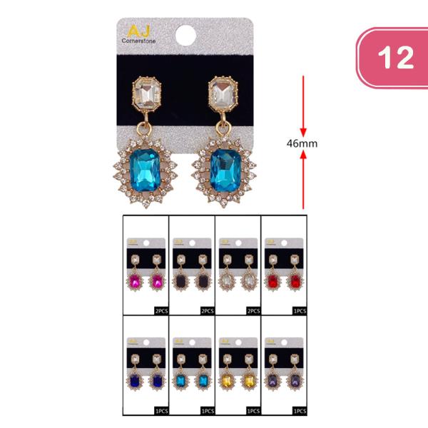 RHINESTONE DANGLE EARRING (12 UNITS)