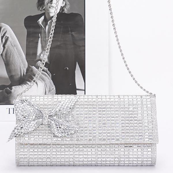 RHINESTONE PARTY CLUTCH W/ RHINESTONE BOW