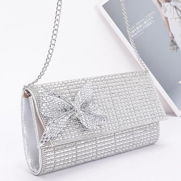 RHINESTONE PARTY CLUTCH W/ RHINESTONE BOW