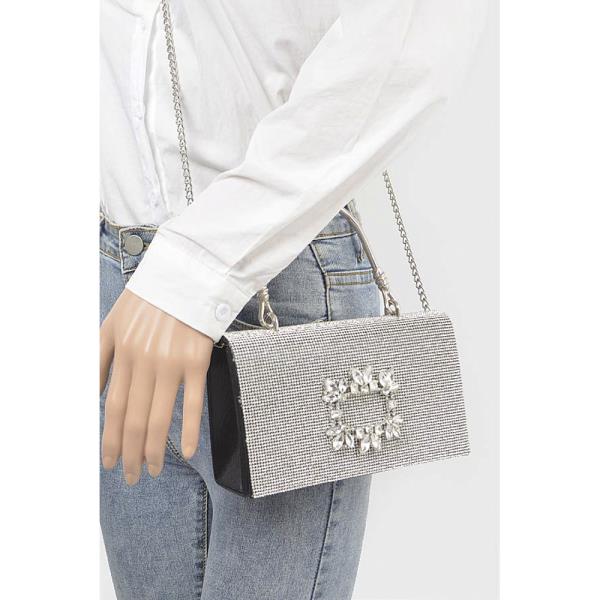 RHINESTONE METAL TOP HANDLE BAG