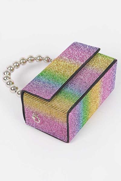 RHINESTONE BALL CHAIN HANDLE BAG