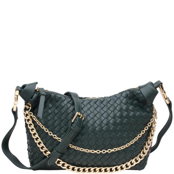 TEXTURED WOVEN CHAIN CROSSBODY BAG