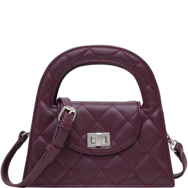 QUILTED TWIST LOCK HANDLE CROSSBODY BAG