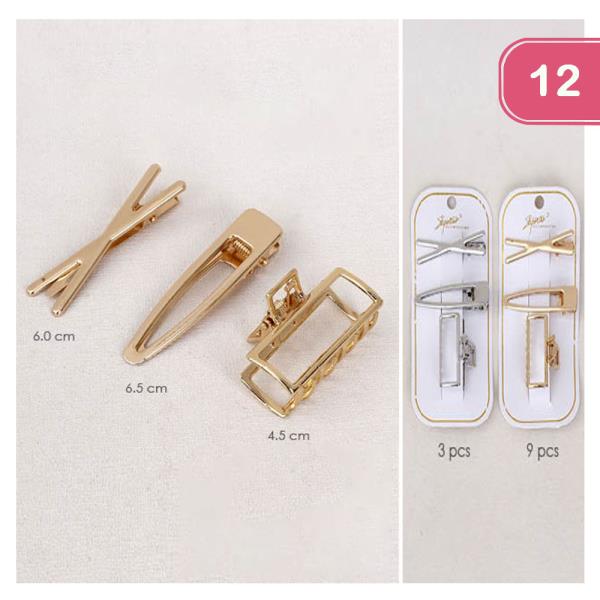 HAIR PIN CLAW CLIP SET  (12 UNITS)