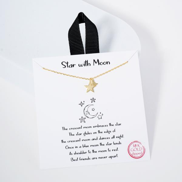 18K GOLD RHODIUM STAR WITH MOON NECKLACE