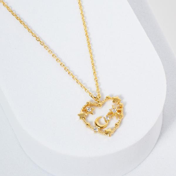 18K GOLD RHODIUM NIGHT & DAY HEART CZ NECKLACE