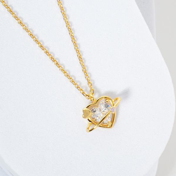 18K GOLD RHODIUM MEMORIES LINGER HEART ARROW CZ NECKLACE