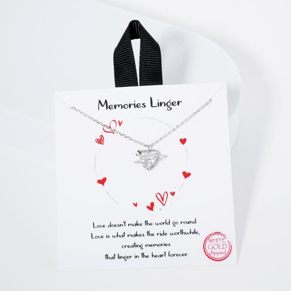 18K GOLD RHODIUM MEMORIES LINGER HEART ARROW CZ NECKLACE