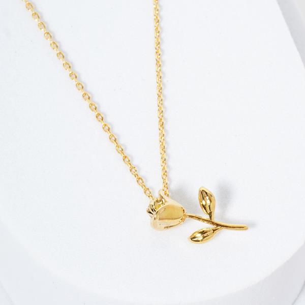 18K GOLD RHODIUM THOUGHT OF YOU ROSE NECKLACE