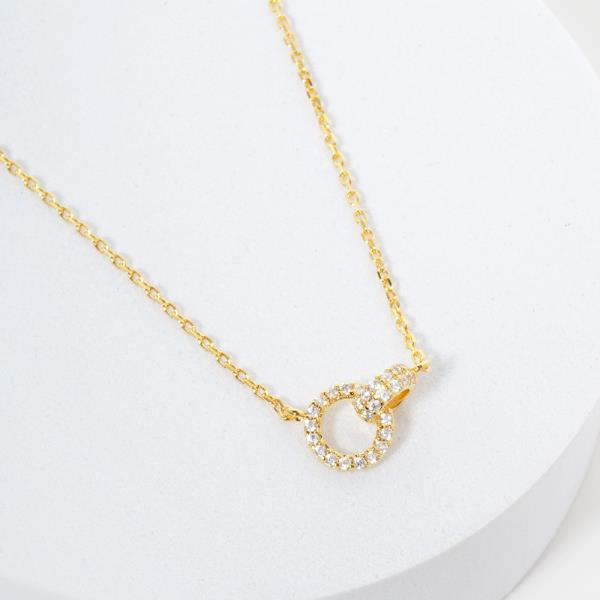 18K GOLD RHODIUM BE STRONG NOW CZ ROUND NECKLACE