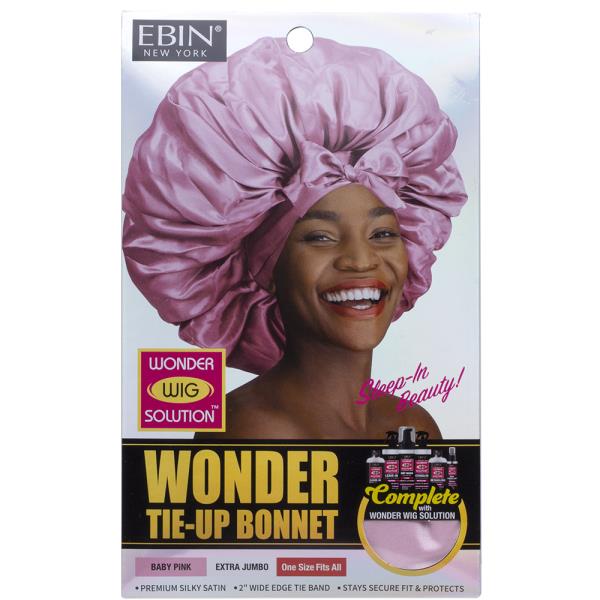 EBIN WONDER TIE UP BONNET EXTRA JUMBO BABY PINK