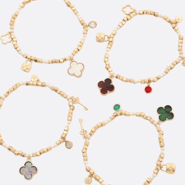 CLOVER CHARM BEADED BRACELET