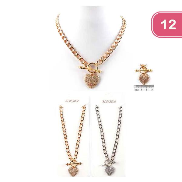 HEART TOGGLE GOLD NECKLACE (12 UNITS)