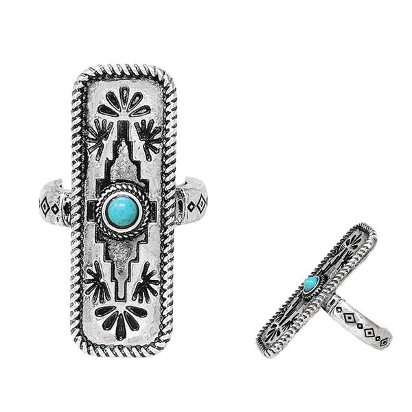 WESTERN STYLE RECTANGLE ADJUSTABLE METAL RING