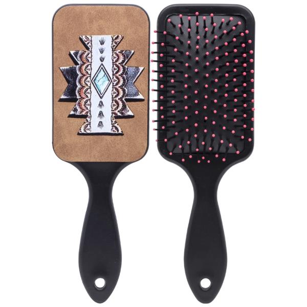 WESTERN FAUX TOOLED SOUTHWEST PRINT HAIR BRUSH