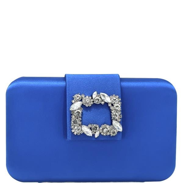 SQUARED CRYSTAL RHINESTONE DESIGN SMOOTH CLUTCH BAG