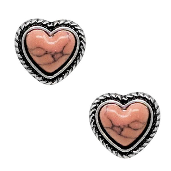 WESTERN STYLE TURQUOISE BEAD HEART SHAPE EARRING