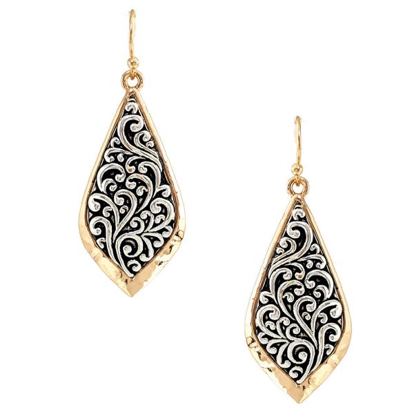 FILIGREE PATTERN METAL DANGLE EARRING