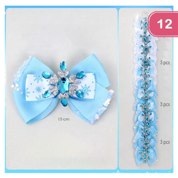 CRYSTAL SNOWFLAKE SPRINKLES HAIR BOW (12 UNITS)