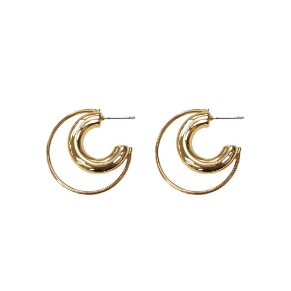 METAL DOUBLE HOOP POST EARRING