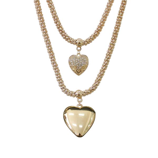 PUFFY HEART PENDANT POPCORN CHAIN NECKLACE