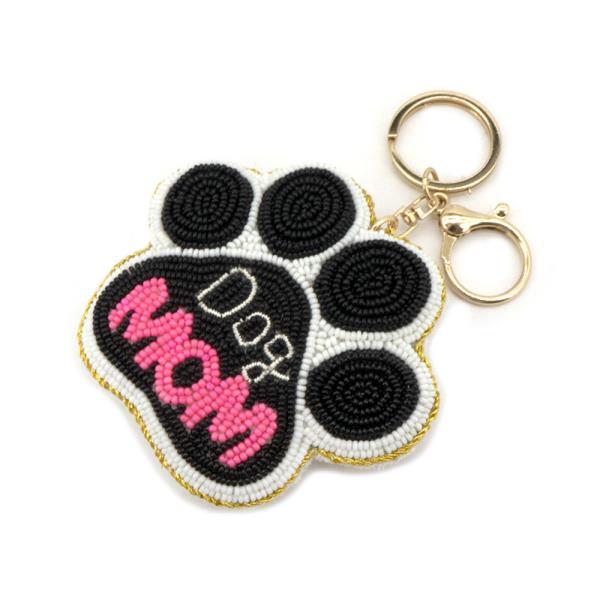 SEED BEAD DOG MOM KEYCHAIN