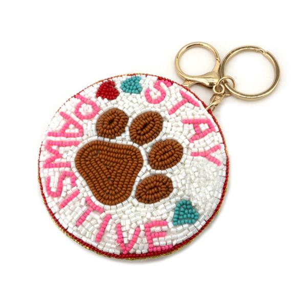 SEED BEAD STA PAWSITIVE KEYCHAIN